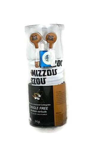 NCAA Licensed Earbuds Headphone iHip Tangle Free Shoelace Style (Missouri Tigers Mizzou)