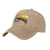 PHAYAH Gorra de béisbol unisex con diseño de puesta de sol en Barcelona, para adultos, de algodón, con ala curvada, color negro, natural, Talla única