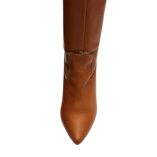 FOWT Women Pointed Toe Knee High Boots Chunky Block High Heel Long Boots Pull on Riding Boot Shoes Size 4-16 US3