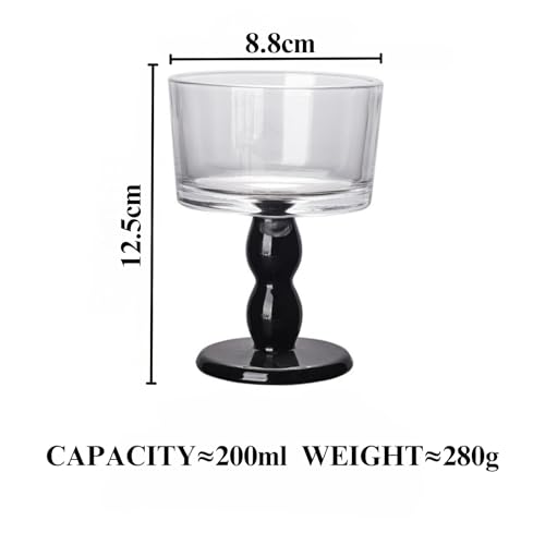 Verre noir pour vin et cocktail de 200 ml élégant et rétro