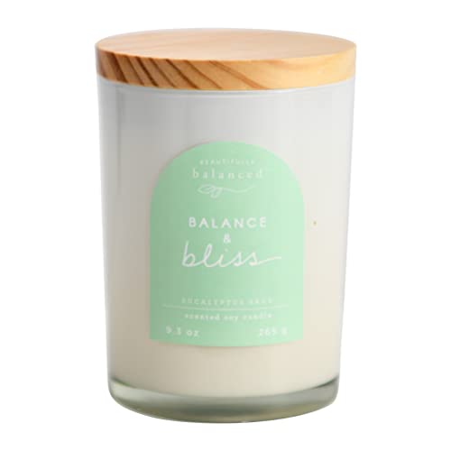 Beautifully Balanced Scented Lidded Glass Soy Candle, Balance + Bliss, 9.3 oz.