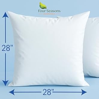 Euro Size Pillow Protectors (Set of 2) - European Square 28x28 Pillow Covers Waterproof Hypoallergenic Dust Proof Zippered Encasement