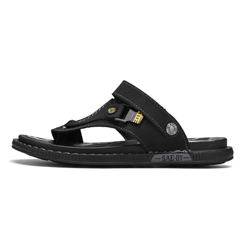 Men's Flip Flop Sandals Leather Upper Versatile Slippers or Sandals Dual Wear Anti Slip Rubber Sole Textured Handcrafted2