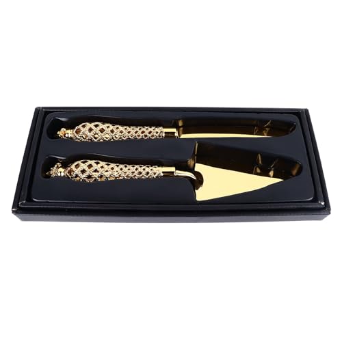 Elegante servidor de cuchillo de pastel de oro para Navidad, aleación de zinc premium, cortador de pastel multifunción, ideal para celebraciones