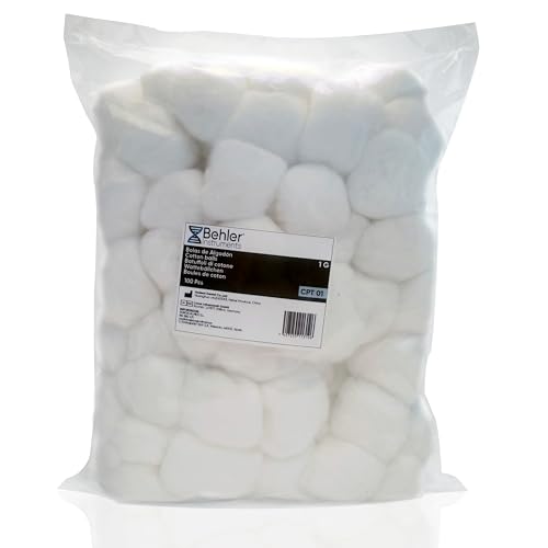 Batuffoli/Palline di Cotone Naturale Biodegradabile – 100 pezzi (1 g) – Ipoallergenici, morbidi e super assorbenti 10× – per struccare, cura bebè, manicure, primo soccorso e fai-da-te – Bianco