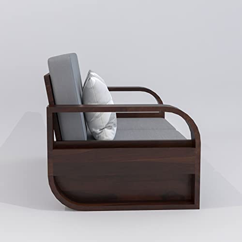 Image of Wooden 2 Seater Sofa Set for Living Room, Two Seater Sofa for Office & Lounge, 2 Seater Sofa Sets for Home, Sheesham Wood (2 Seater,Walnut Finish)
