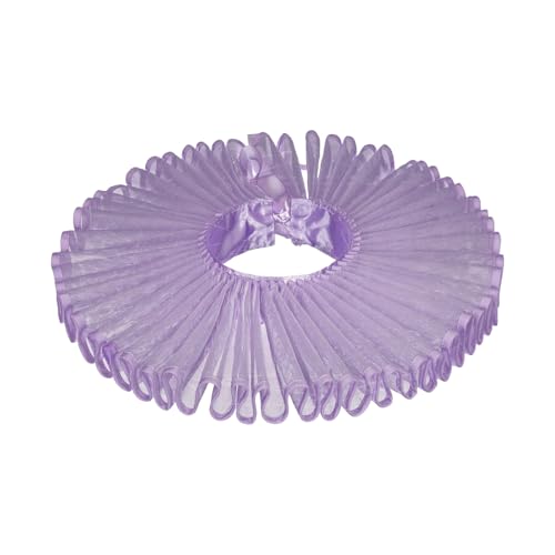Elegante cuello desmontable de encaje, estilo renacentista, accesorio de disfraz de teatro de Halloween, accesorio de malla transpirable, morado claro, Talla única