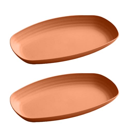 Image of Unbreakable Round Food Tray for Dessert, Dinner, Cereal, Party, Steak, Pizza, Dessert, Pasta, Salad, Fruit, Adult &Toddler Baby Kids Dishwasher & Microwave Safe (Orange, Pack of 2)