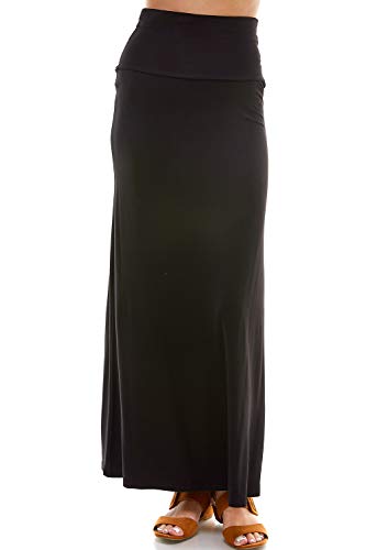 Azules Women'S Rayon Span Maxi Skirt - Black,X-Large2