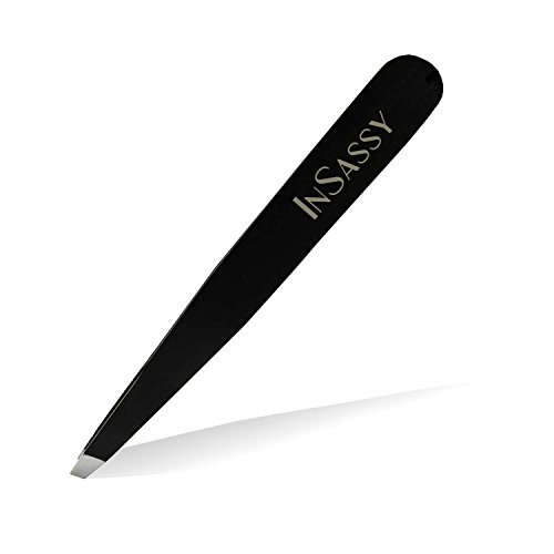 InSassy Tweezers â€“ Precision Professional Stainless Steel Slant Tip Tweezer for Eyebrows
