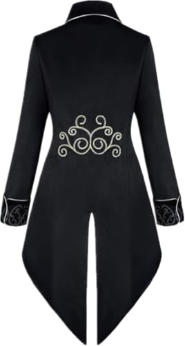 Men's Steampunk Vintage Tailcoat Jacket Gothic Tailcoat Coat Carnival Costumes,Medieval Clothing Men,Halloween Costume Men (Black, 3XL) - Image 3