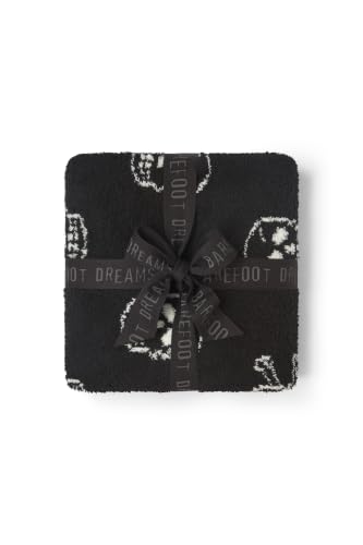 Image of Barefoot Dreams CozyChic Skull Stroller Blanket, Black-Cream, 30 inchx40 inch
