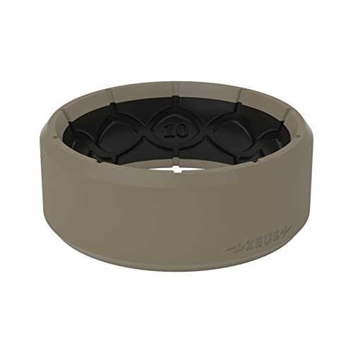 Groove Life Zeus Edge Flat Earth Anti Stretch Silicone Ring Breathable Rubber Wedding Rings for Men, Unique Design, Comfort Fit Ring - Size 10