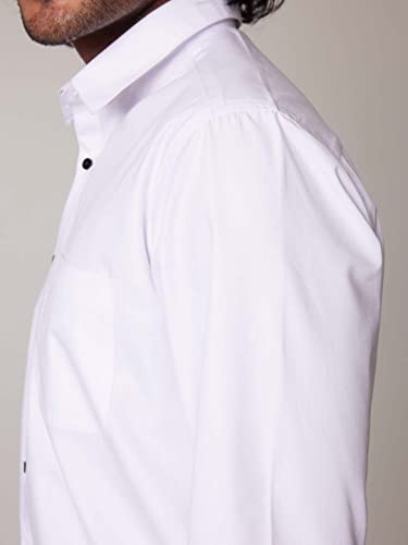 Image of KINGDOM OF WHITE Cotton Blend White Formal Shirt for Men I Breathable Absorbent Fabric I Regular Collar & Full Sleeve Shirt | Regular Fit Office Wear