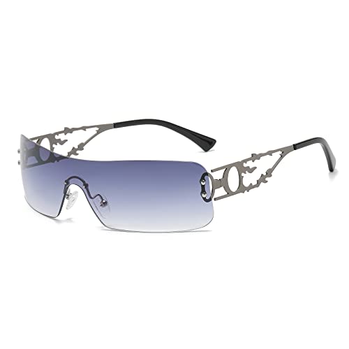 YAMEIZE Gafas de sol Wraparound Y2K Sin Montura de Moda   para Mujeres y Hombres Gafas Wrap around Oversized para Conducir y de Compras al aire libre