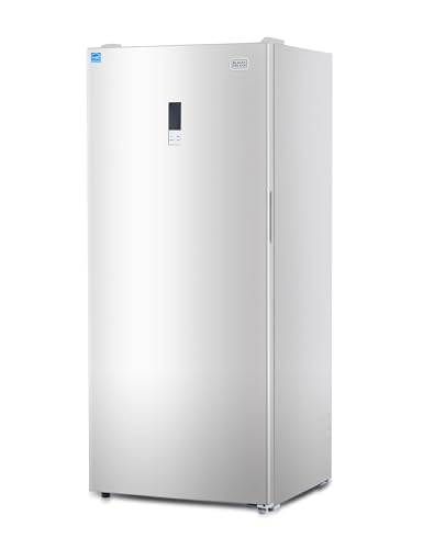 BLACK+DECKER 21 Cu. Ft. Convertible Freezer Refrigerator, Upright Freezer or All Fridge with Glass Shelves, Reversible Door, R600a Refrigerant, ENERGY STAR rated, Frost Free, BUC2100JW, White