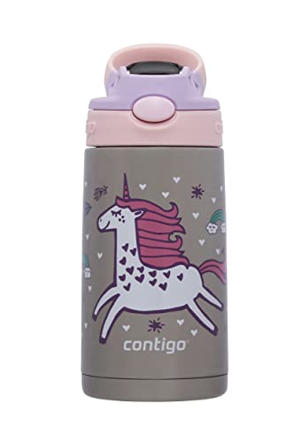 Contigo Kids Thermo Drinking Bottle Easy Clean Autospout with Straw, BPA-free stainless steel water bottle, 100% leak-proof, easy to clean, ideal for daycare, kindergarten, school and sports, 380 ml