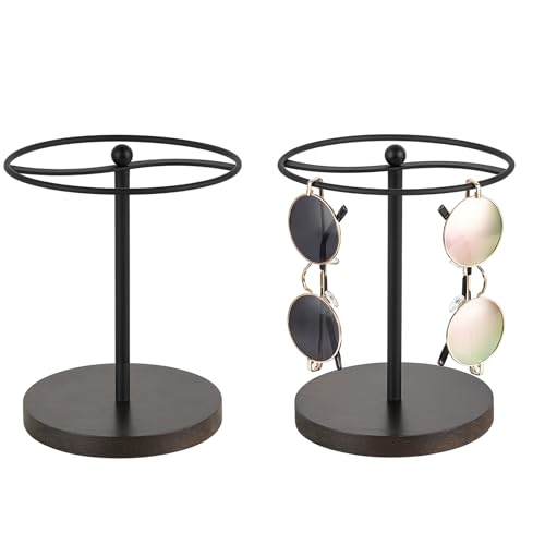 Mkono Sunglasses Organizer Glasses Holder Stand Sunglass Storage Display Eyeglasses Rack for up to 12 Pairs of Eyewear Glasses for Table Dresser Desk Countertop Bedroom, Set of 2, Black