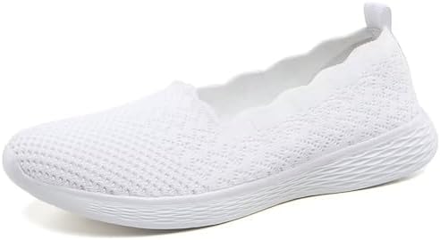 Puxowe Women’s Slip on Flat Loafers Lightweight Low-Top Knit Shoes