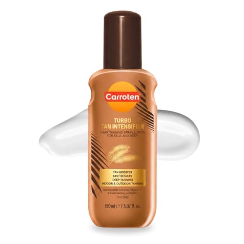 Carroten Turbo Tan Intensifier | Tanning Primer for Fast Long-lasting Results | Deep Tanning Spray Lotion for Face & Body | Quick-Drying, Lightweight Hydration | Made in Greece | 5 oz