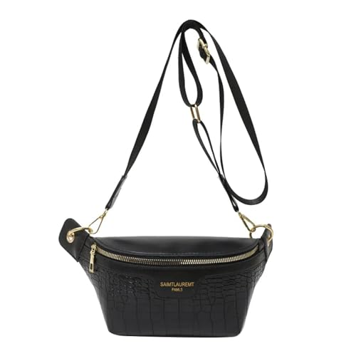 LKLNCXC Riñonera Riñoneras de Gran tamaño for Mujer, Bolso Hombro Tipo Bandolera Lona Capacidad, Color Negro