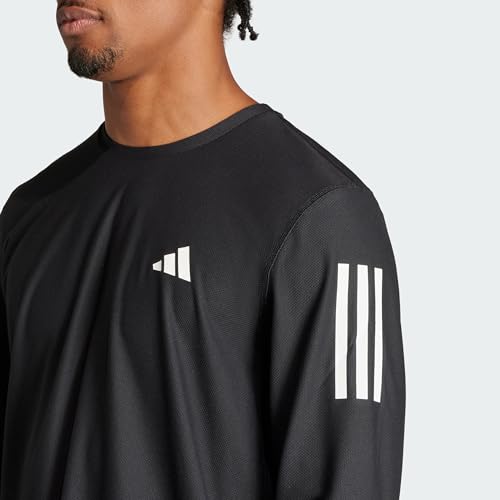 adidas Hombre Own The Run Long Sleeve tee, Black/White, L