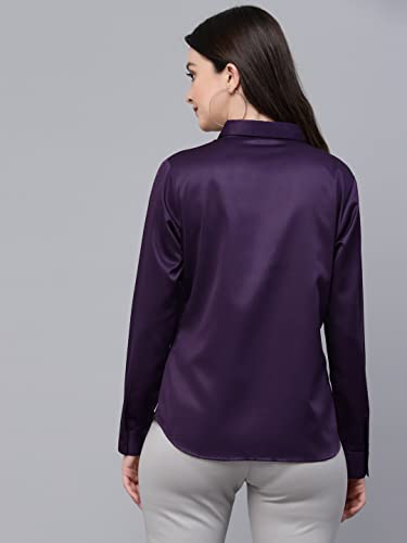 Image of Style Quotient Women Olive Satin Regular Formal Shirt