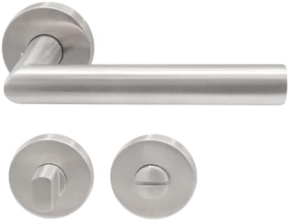 KARATINTL L-Form Edelstahl WC Türgriff-Set Rund-Rosette Badezimmer DIN