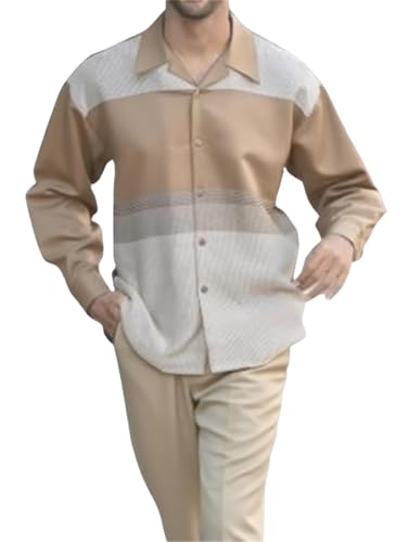 TIFIYA Men's 2 Piece Big Men Dress Shirts Outfits Long Sleeve Fall Winter Formal Party Wedding Leisure Suits S-5XL