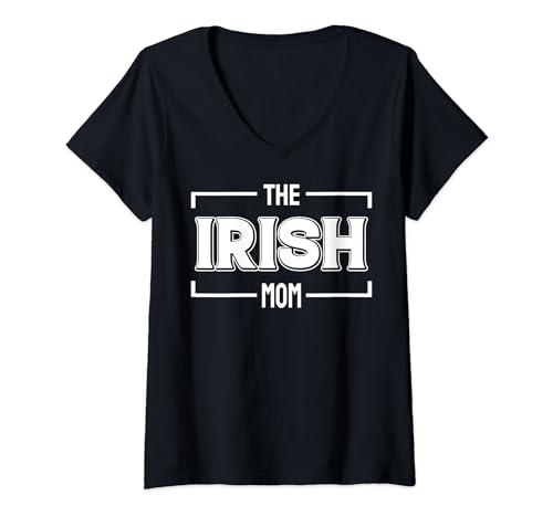 Mujer La mamá irlandesa Día de San Patricio Irlanda Verde Vacaciones Diversión Camiseta Cuello V