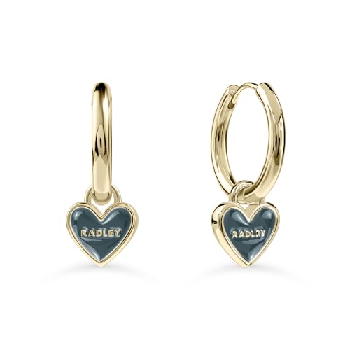 Boucles d'oreilles pendantes Radley en cœur bleu hypoallergéniques or 18 carats