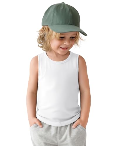 Vinsatin Toddler Boys Tank Tops Sleeveless Cotton Shirts Summer Slim Fit Crew Neck Undershirts Basic Soft Casual Tees(White,5T)