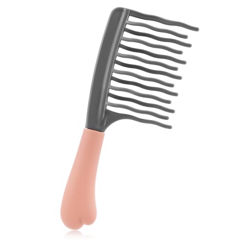 LXUEJIE Wide Tooth Comb for Curly, Detangling Comb with Double Row Wavy Tooth, Upgraded Big Tooth Detangling Combs for Curly Permed Hair for Women Girls Men(Gray)