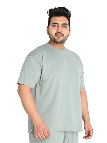 Image of CHKOKKO Men's Plus Size Terry Cotton Loose Fit Half Sleeves T-Shirt