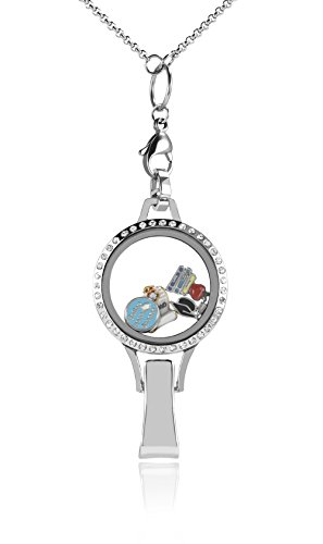 BG247 Floating Locket Lanyard with Badge Holder Included Chain and Choice of 6 Charms and 1 Plate