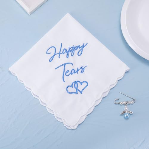 Image of MIXJOY Something Blue Gift for Bride, Wedding Day Bridal Blue Pearl Angel Wings Bouquet Garter Charm for Bride to Be