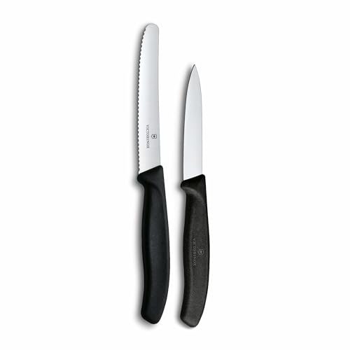 Victorinox Swiss Classic paring Knife Set, 2-Piece, Straight Blade and Serrated Edge, Stainless Steel, Swiss Made, Black
