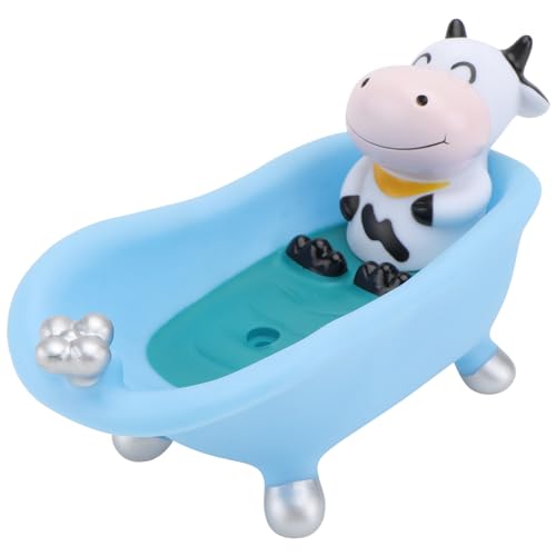 PRETYZOOM Cute Plastic Soap Dish Soap Boxes Funny Animal Cow Bathtub Soap Box Cartoon Soap Box for Bathroom -Blue