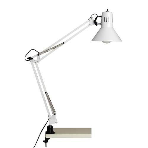 BRILLIANT lámpara Lámpara de clip para escritorio Hobby blanca | 1x A60, E27, 40W, adecuado para lámparas normales (no incluidas) | Escala A ++ a E | Con interruptor de presión en el cabezal de la lám