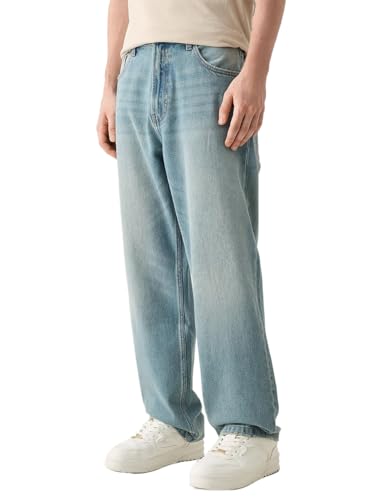 Kinghua Mens Baggy Jeans Casual Loose Fit Wide Leg Hip Hop Skater Y2k Denim Pants