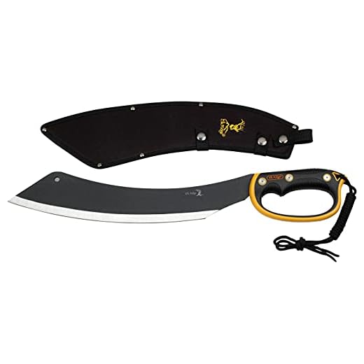 Elk Ridge - Outdoors Fixed Blade Machete - 20.5-in Overall, Black Stainless Steel Blade, Orange and Black Injection Molded Handle with Lanyard, Nylon Sheath, Camping, Hunting, Survival - ER-280