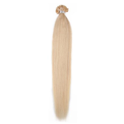 50 Strands Nail U Tip Remy Human Hair Extensions Blonde 24# Pre Bonded Natural Straight 0.5g/strand 18 inch