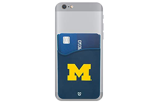 Michigan Wolverines Adhesive Silicone Cell Phone Wallet/Card Holder for iPhone, Android, Samsung Galaxy, & Most Smartphones