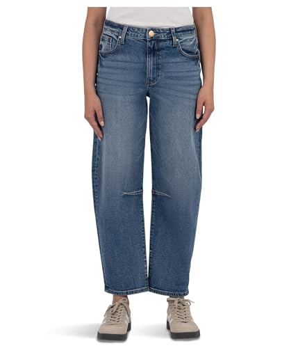 KUT from the Kloth Women's Petite Ashley High Rise Slouchy Barrel Straight Leg