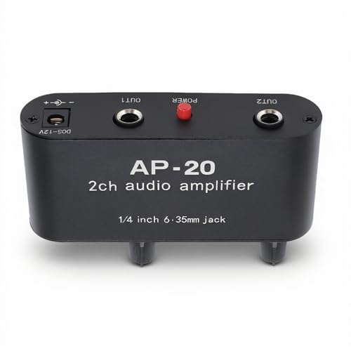 Dual Channel Sound Amplifier, Balanced 1/4 Inch Gain Adjustable Stereo Preamplifier with 6.35mm Input and Output for Instruments, Microphones, Amplifiers