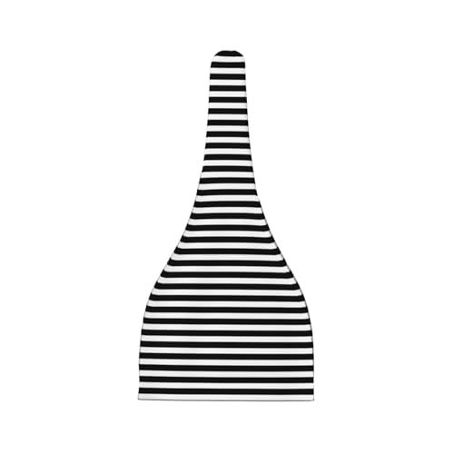 Newborn Baby Hat, Black and White Stripe Print Soft Top Knot Beanie Cap, Cute Baby Headwear for 0-6 Months2