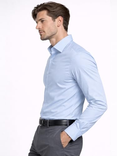 Image of FILO HEVIS Men's Shirt Regular Fit Solid Self-Cord Cotton Blended, Soft Fabric Stylish Formal Wear Man Shirt, Spread Collar Full Sleeves,(Available in Plus Size)