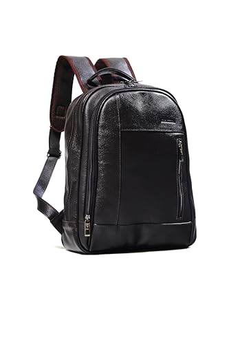 MOCHILA EM COURO CAFE COM PORTA NOTEBOOK BOLSO FRONTAS LISO