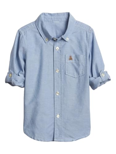GAP Baby Boys Oxford Convertible Button-Down Shirt Blue Oxford 12-18M