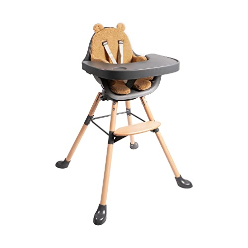 Childhome Evolu One.80° High Chair and High Chair Seat Cushion, High 2 in 1 Baby High Chair with 180° Swivel, Portable High Chair, Adjustable Height Baby High Chair, Teddy Beige